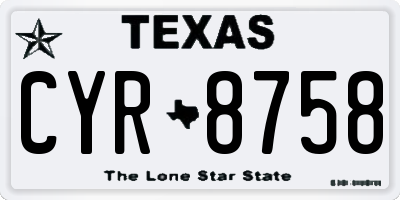 TX license plate CYR8758