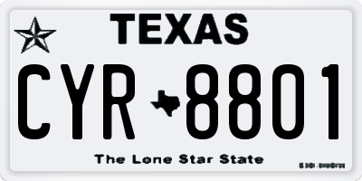 TX license plate CYR8801