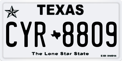 TX license plate CYR8809