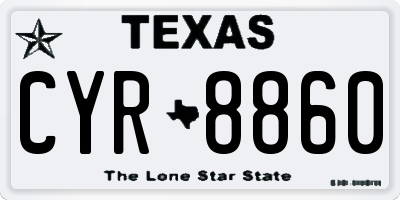 TX license plate CYR8860