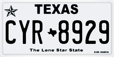 TX license plate CYR8929