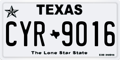 TX license plate CYR9016