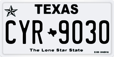 TX license plate CYR9030