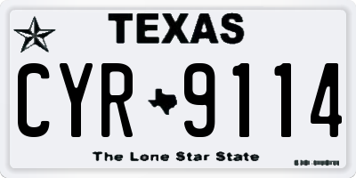 TX license plate CYR9114