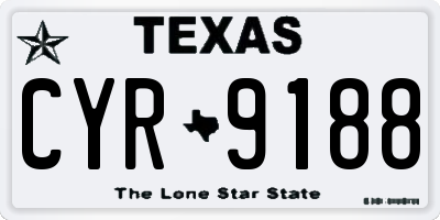 TX license plate CYR9188