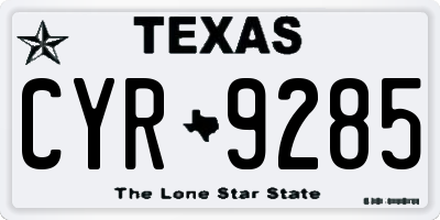 TX license plate CYR9285