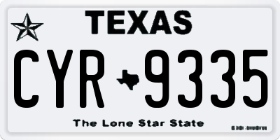 TX license plate CYR9335