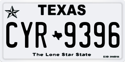 TX license plate CYR9396