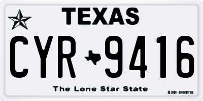 TX license plate CYR9416