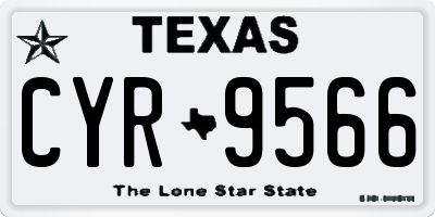 TX license plate CYR9566