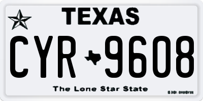 TX license plate CYR9608