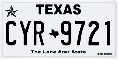 TX license plate CYR9721
