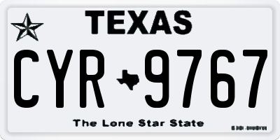 TX license plate CYR9767