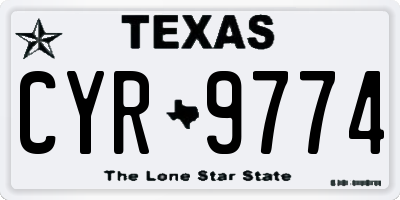 TX license plate CYR9774
