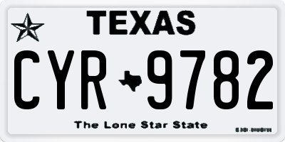TX license plate CYR9782