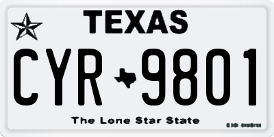 TX license plate CYR9801