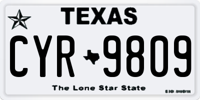 TX license plate CYR9809