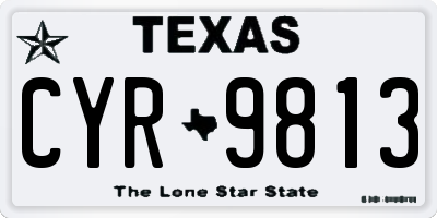 TX license plate CYR9813
