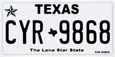 TX license plate CYR9868