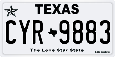TX license plate CYR9883