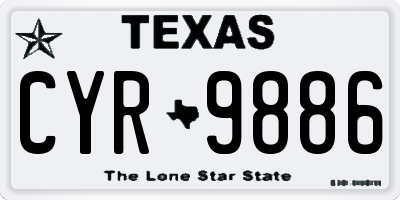 TX license plate CYR9886