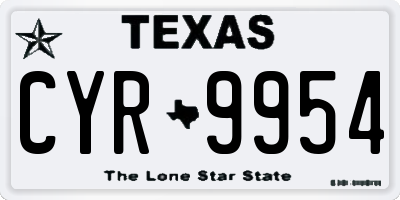 TX license plate CYR9954