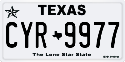 TX license plate CYR9977