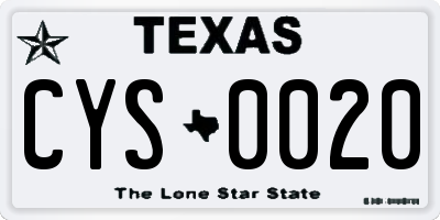TX license plate CYS0020