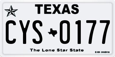 TX license plate CYS0177