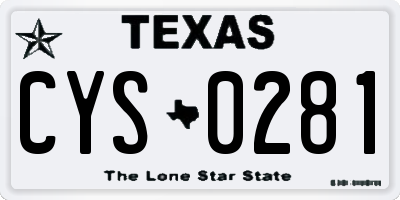 TX license plate CYS0281