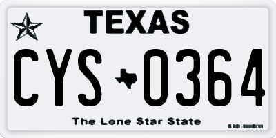 TX license plate CYS0364
