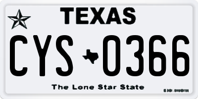 TX license plate CYS0366