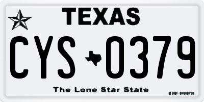 TX license plate CYS0379