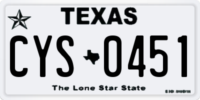 TX license plate CYS0451