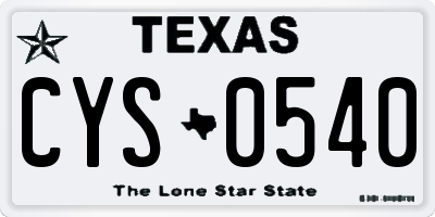TX license plate CYS0540