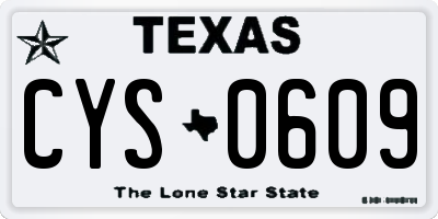 TX license plate CYS0609