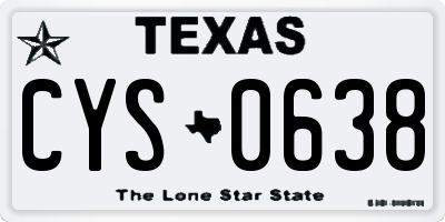 TX license plate CYS0638