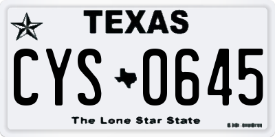 TX license plate CYS0645