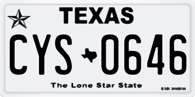 TX license plate CYS0646