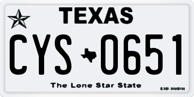 TX license plate CYS0651