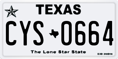 TX license plate CYS0664