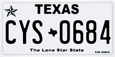 TX license plate CYS0684