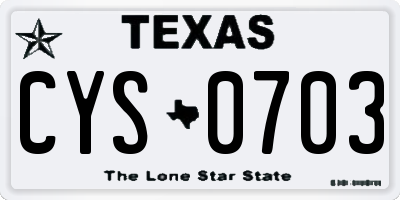 TX license plate CYS0703