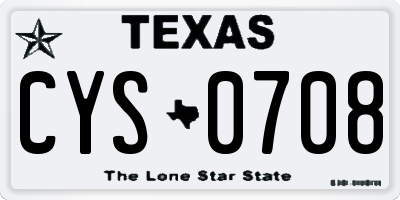 TX license plate CYS0708