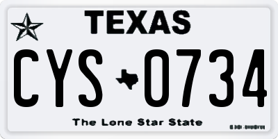 TX license plate CYS0734
