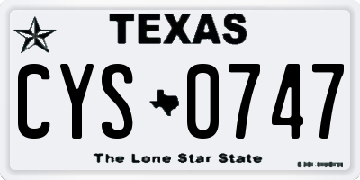 TX license plate CYS0747