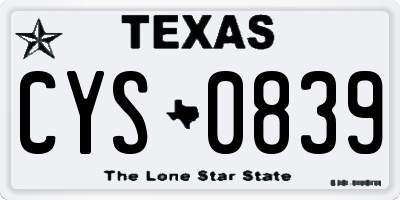 TX license plate CYS0839