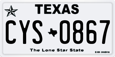 TX license plate CYS0867