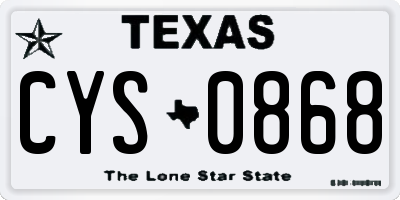 TX license plate CYS0868