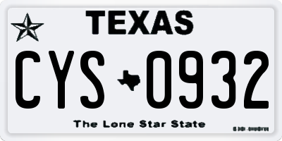 TX license plate CYS0932